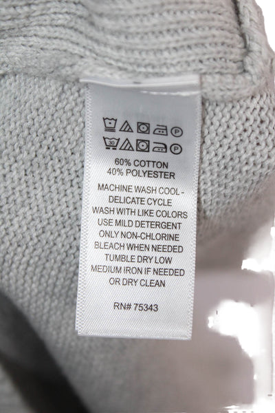 Tahari Women Turtleneck Pullover Sweater Longsleeve Button Gray Size M
