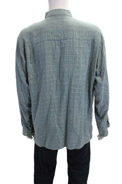 Bugatchi Mens Grid Print Long Sleeve Button Up Shirt Blue Size XL