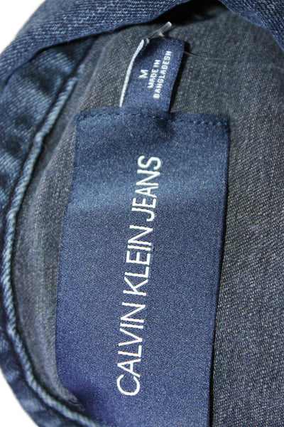 Calvin Klein Jeans Mens Dark Blue 90s Button Collared Jacket Long Sleeve Size M