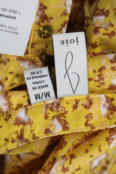 Joie Womens Tunic Blouse Yellow Floral 100% Cotton Long Sleeve Size M