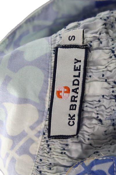 CK Bradley Women Tunic Button Up 100% Cotton Blue Geometric 3/4 Sleeve Size S