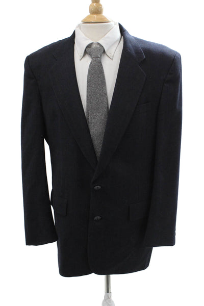 Christian Dior Mens Dark Blue Plaid Pure Virgin Wool Suit Jacket Button Size 40