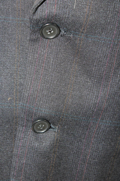 Christian Dior Mens Dark Blue Plaid Pure Virgin Wool Suit Jacket Button Size 40