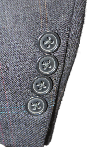 Christian Dior Mens Dark Blue Plaid Pure Virgin Wool Suit Jacket Button Size 40