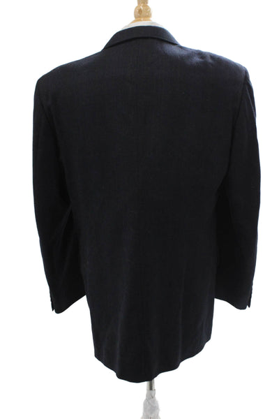 Christian Dior Mens Dark Blue Plaid Pure Virgin Wool Suit Jacket Button Size 40