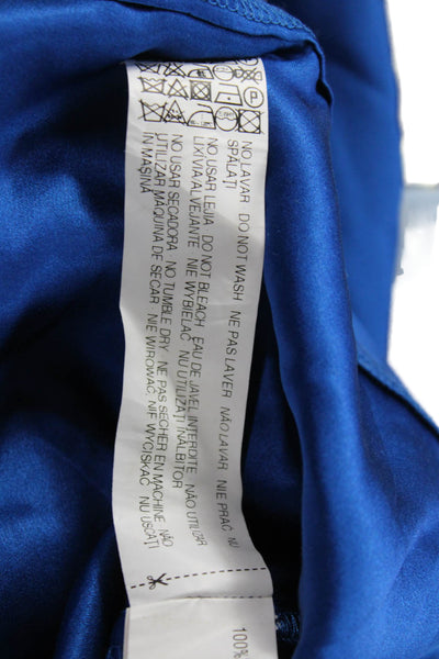 Zara Womens Silk Blue Round Neck 3/4 Sleeve Blouse Size XS