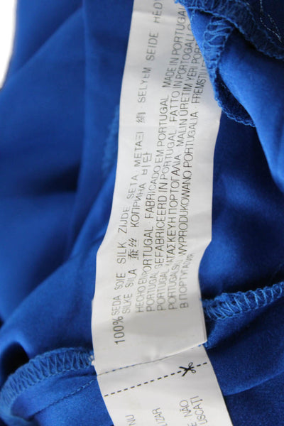 Zara Womens Silk Blue Round Neck 3/4 Sleeve Blouse Size XS