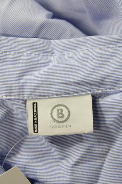 Bogner Womens Light Blue Paisley Collared Tunic Button-Up Long Sleeve Size 8
