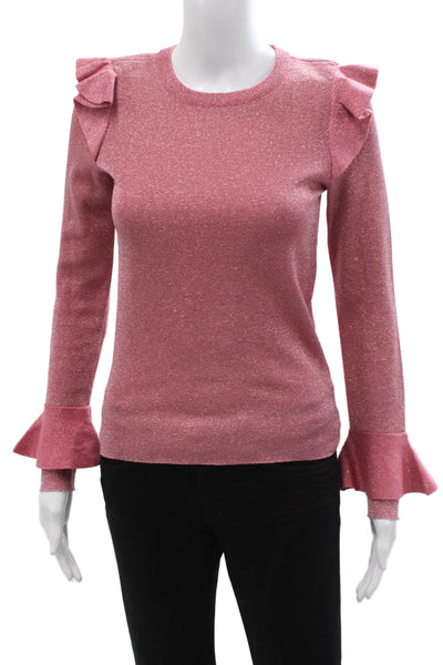 Alice + Olivia Womens Pink Wool Blend Pullover Crew Neck Size S