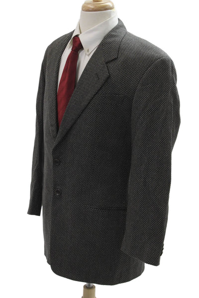 Armani Collezioni Men Dark Gray Wool Cashmere Geometric Blazer Size 40