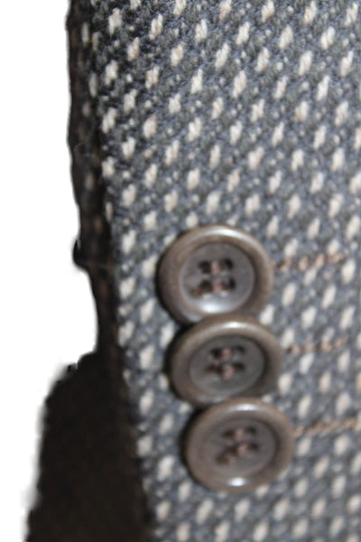 Armani Collezioni Men Dark Gray Wool Cashmere Geometric Blazer Size 40