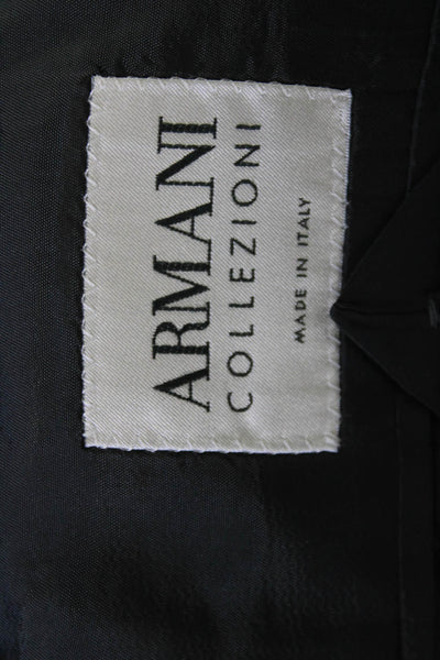 Armani Collezioni Men Dark Gray Wool Cashmere Geometric Blazer Size 40