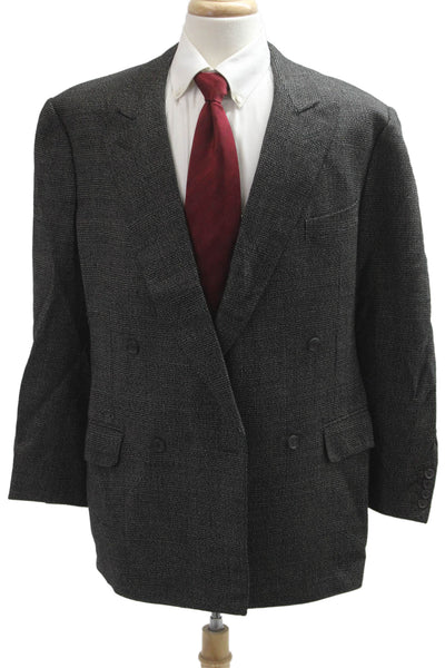 Ermenegildo Zegna Mens Dark Gray Check Wool Cashmere Suit Jacket Size 52