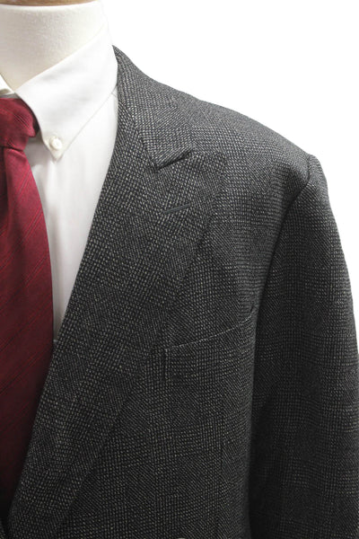 Ermenegildo Zegna Mens Dark Gray Check Wool Cashmere Suit Jacket Size 52