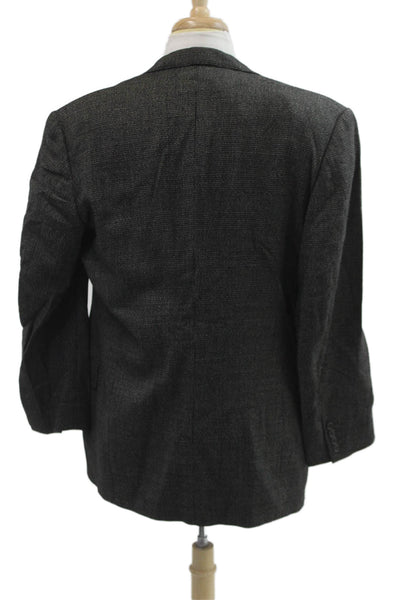 Ermenegildo Zegna Mens Dark Gray Check Wool Cashmere Suit Jacket Size 52