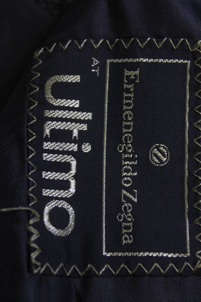 Ermenegildo Zegna Mens Dark Gray Check Wool Cashmere Suit Jacket Size 52