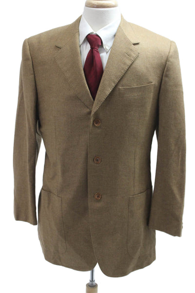 Mabro Mens Brown 100% Cashmere Sport Coat Button Collared Long Sleeve Size 52