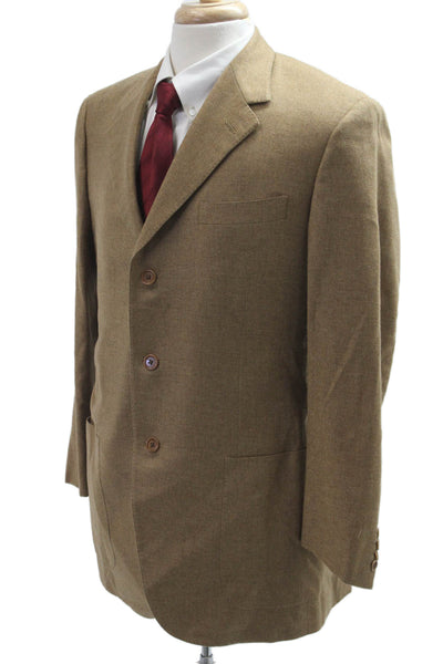 Mabro Mens Brown 100% Cashmere Sport Coat Button Collared Long Sleeve Size 52