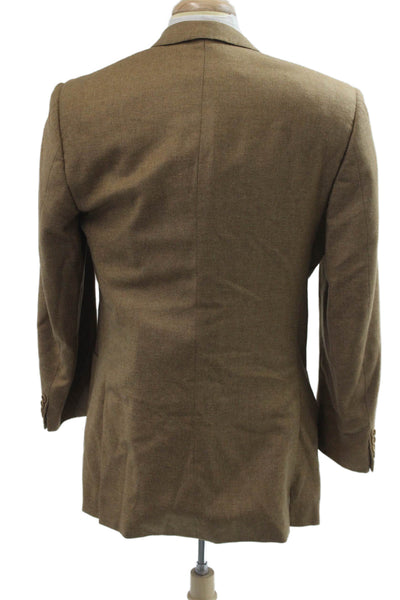 Mabro Mens Brown 100% Cashmere Sport Coat Button Collared Long Sleeve Size 52