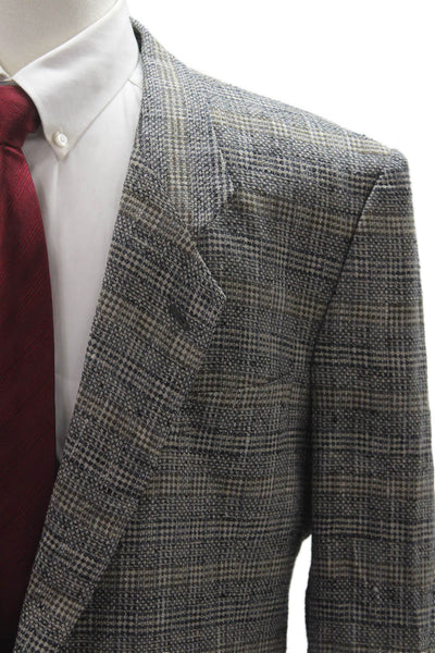 Mani Men Sport Coat Gray Plaid Silk Viscose 80s Size 44