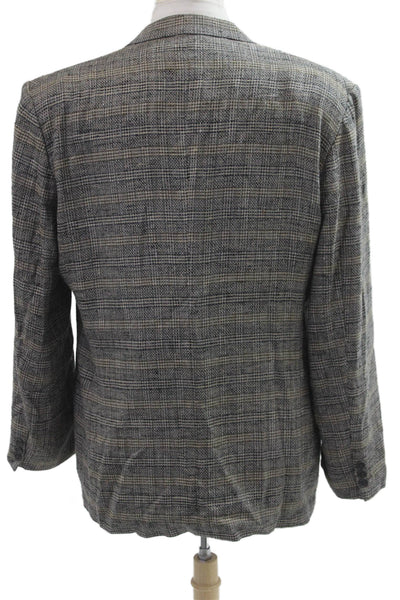 Mani Men Sport Coat Gray Plaid Silk Viscose 80s Size 44