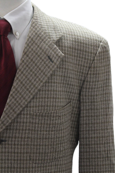 Calvin Klein Collection Mens Beige Check Sport Coat Button Size 44