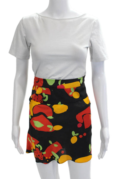 Free People Womens Mini A-Line Skirt Black Graphic Print Size 30