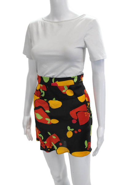 Free People Womens Mini A-Line Skirt Black Graphic Print Size 30
