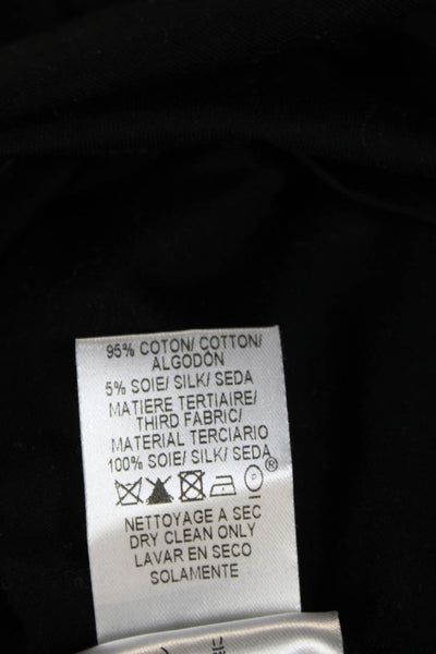 Paule Ka Womens Black Cotton Stretch Long Sleeve Round Neck Blouse Size S