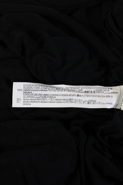 Zara Women Blouse Black Round Neck Tie 3/4 Sleeve Polyester Size M