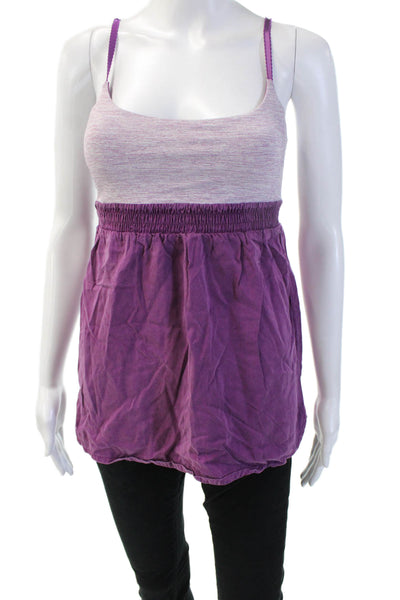Lululemon Womens Striped Sleeveless Elastic Waist Active Top Purple Size 6