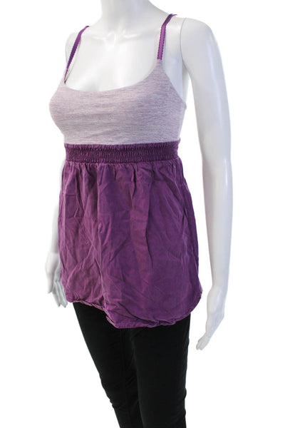 Lululemon Womens Striped Sleeveless Elastic Waist Active Top Purple Size 6