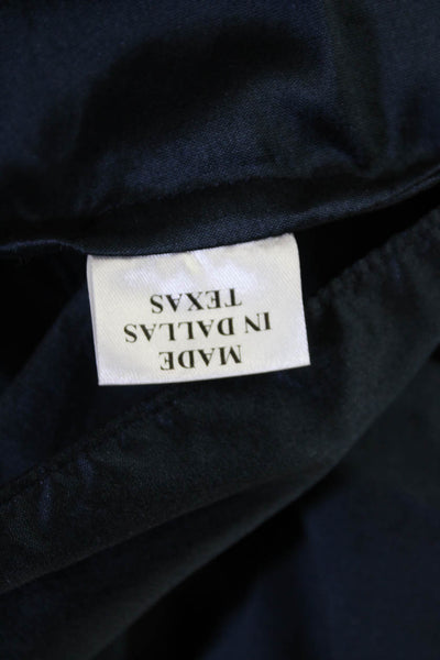 Tish Cox Womens Designer Dark Blue Silk Blend Long Sleeve Blouse Size 2XS