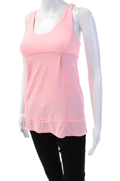 Lululemon Womens Scoop Neck Sleeveless Striped Active Tank Top Pink Size 4