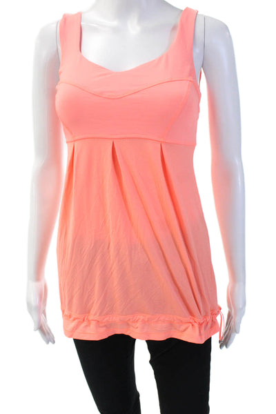 Lululemon Womens Scoop Neck Textured Sleeveless Active Tank Top Orange Size 4