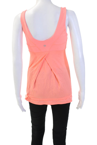 Lululemon Womens Scoop Neck Textured Sleeveless Active Tank Top Orange Size 4