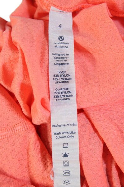 Lululemon Womens Scoop Neck Textured Sleeveless Active Tank Top Orange Size 4