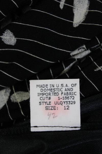 David Meister Womens Black Wrap Dress Long 3/4 Sleeve V Neck Size 12
