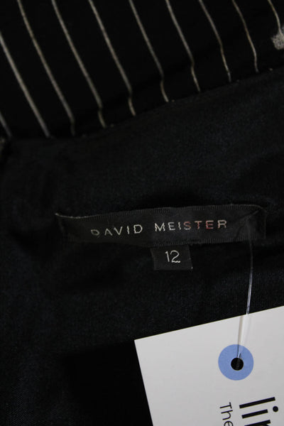 David Meister Womens Black Wrap Dress Long 3/4 Sleeve V Neck Size 12
