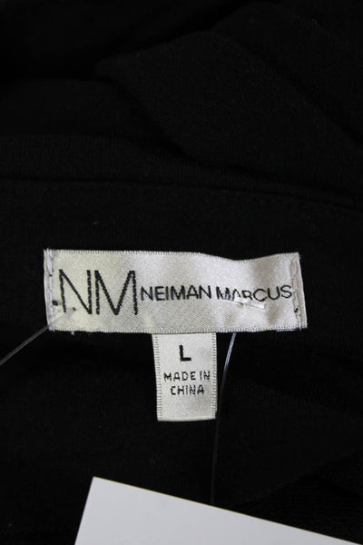 Neiman Marcus Women Shift Dress Black Round Neck Lace Up Size L