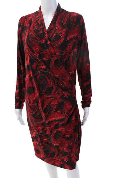 Norma Kamali Women Sheath Dress Black V Neck Long Sleeve Knee Length Size L