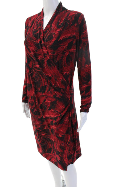 Norma Kamali Women Sheath Dress Black V Neck Long Sleeve Knee Length Size L