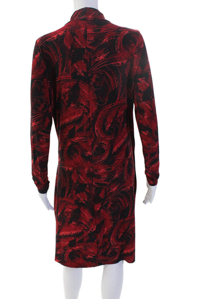 Norma Kamali Women Sheath Dress Black V Neck Long Sleeve Knee Length Size L