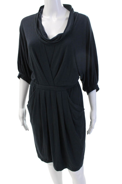 BCBGMAXAZRIA Womens Sweater Dress Dark Blue 3/4 Sleeve Knee Length Size S