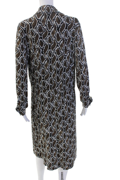 Michael Michael Kors Women Shirt Dress Black Animal Print Long Sleeve Size M