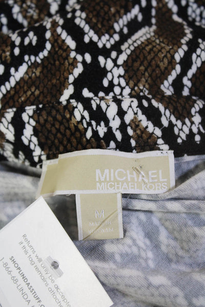 Michael Michael Kors Women Shirt Dress Black Animal Print Long Sleeve Size M