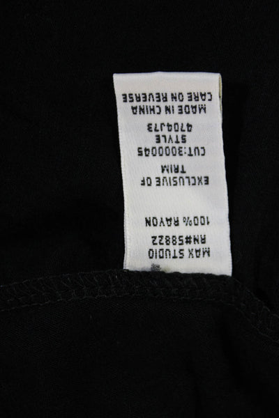 Max Studio Women Tunic Black 3/4 Sleeve Round Neck Rayon Solid Bohemian Size L