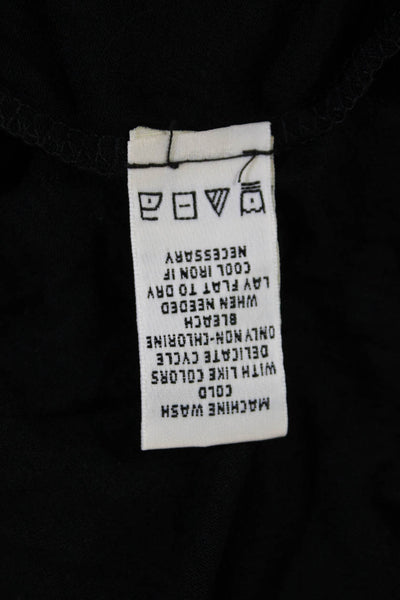 Max Studio Women Tunic Black 3/4 Sleeve Round Neck Rayon Solid Bohemian Size L