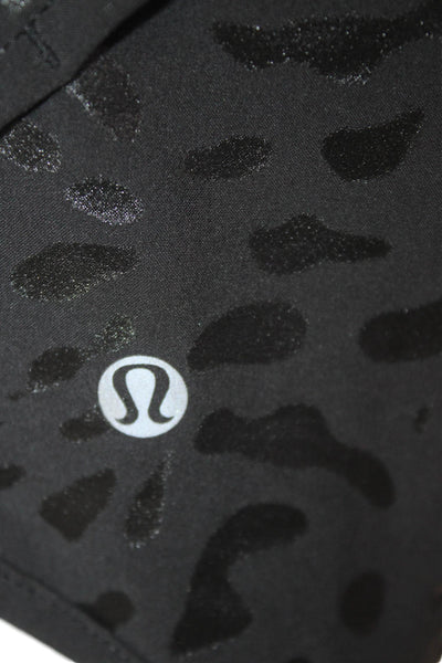 Lululemon Women Black Animal Print Zip Shorts Nylon Blend Size 6