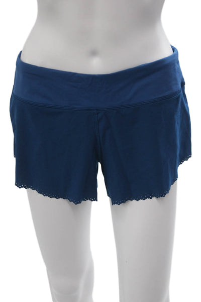 Lululemon Womens Dark Blue Floral Nylon Blend Zip Shorts Size 6